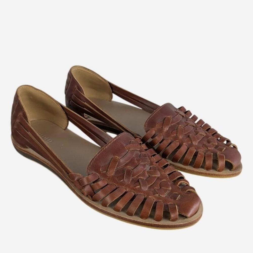 Nisolo Huarache Sandal 2.0 Brandy Handwoven Leather Memory Foam Size 7.5 - Picture 2 of 10
